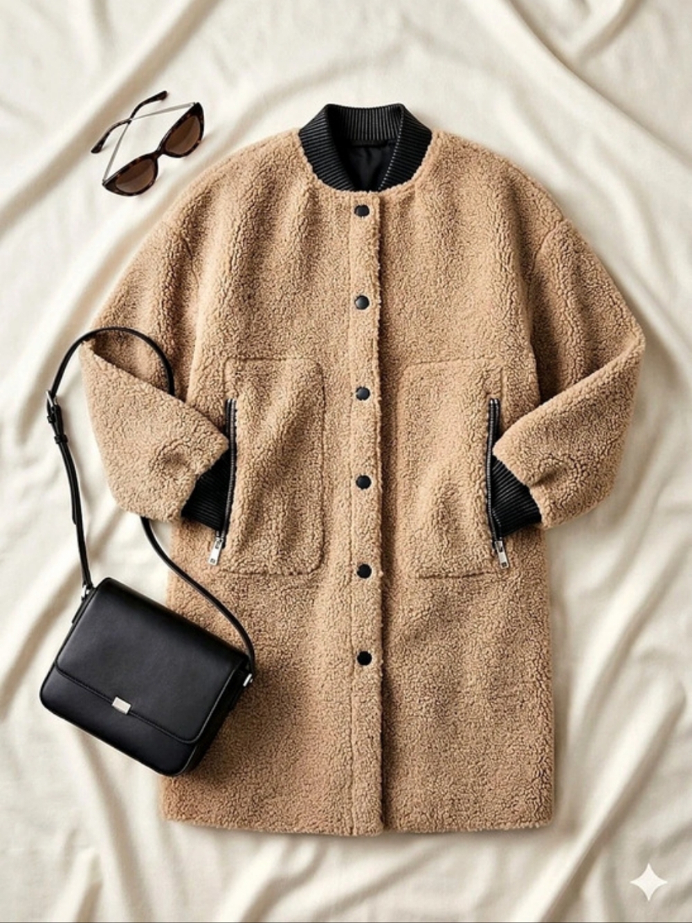 SAGE Teddy Jacket in Brown Like New